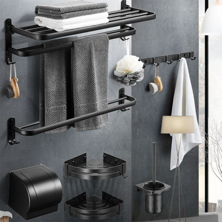 BowLift | Modern Black Bathroom Accessory Set Tissue Holder Towel Bar Bathroom Fittings Set