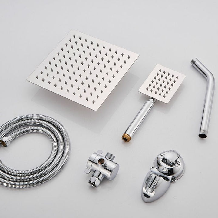 BowLift | Silver Square Double Shower Head Modern Water Filtration Wall-Mounted Shower Head