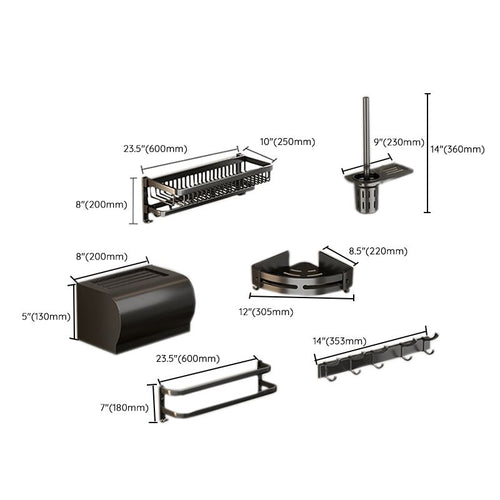 BowLift | Modern Bathroom Accessories Set Black Bath Shelf Bath Accessories Set