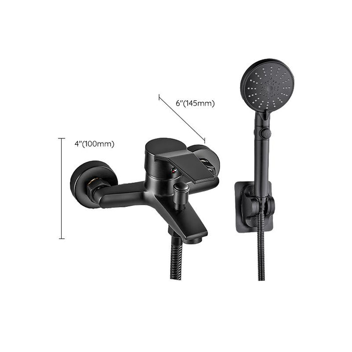 BowLift | Wall-mounted fixed bathtub faucet lever handle with hand shower