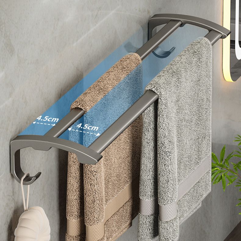 BowLift | Modern Gray Bathroom Accessory Set Aluminum Stainless Steel Bathroom Shelf/Towel Hooks/Towel Bar