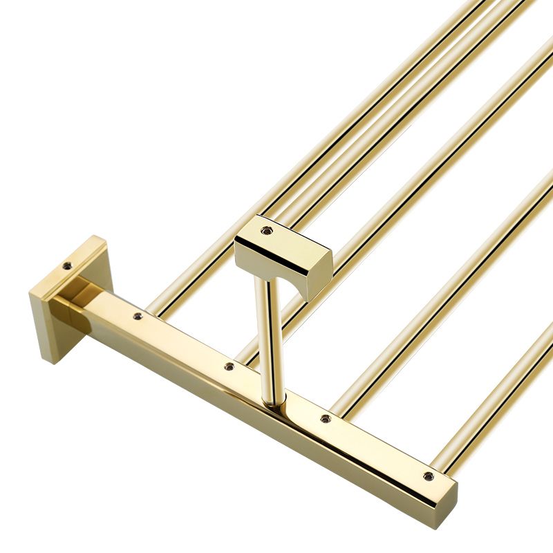 BowLift | Gold Modern Bathroom Set, Polished Gold, 4 Pieces, Towel Holder, Paper Holder