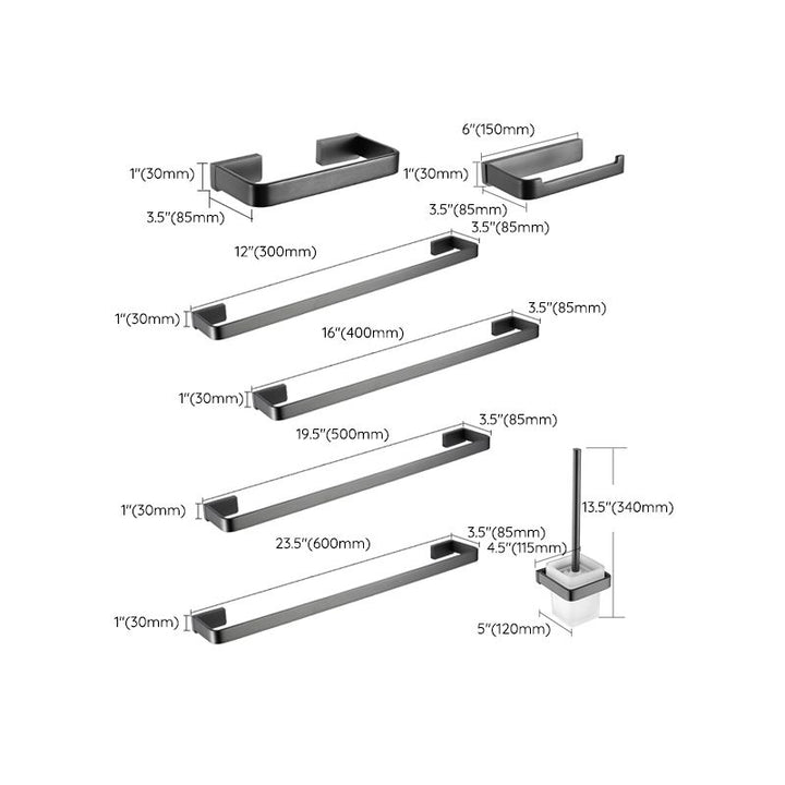 BowLift | Gray metal modern bathroom accessories as a single piece or as a set