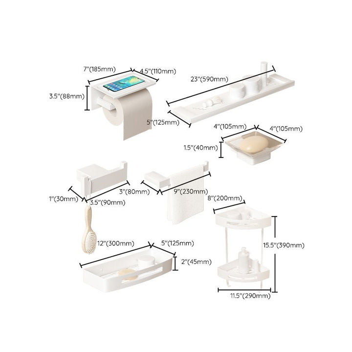 BowLift | Modern White Bathroom Accessory Set Stainless Steel Bath Hardware Set