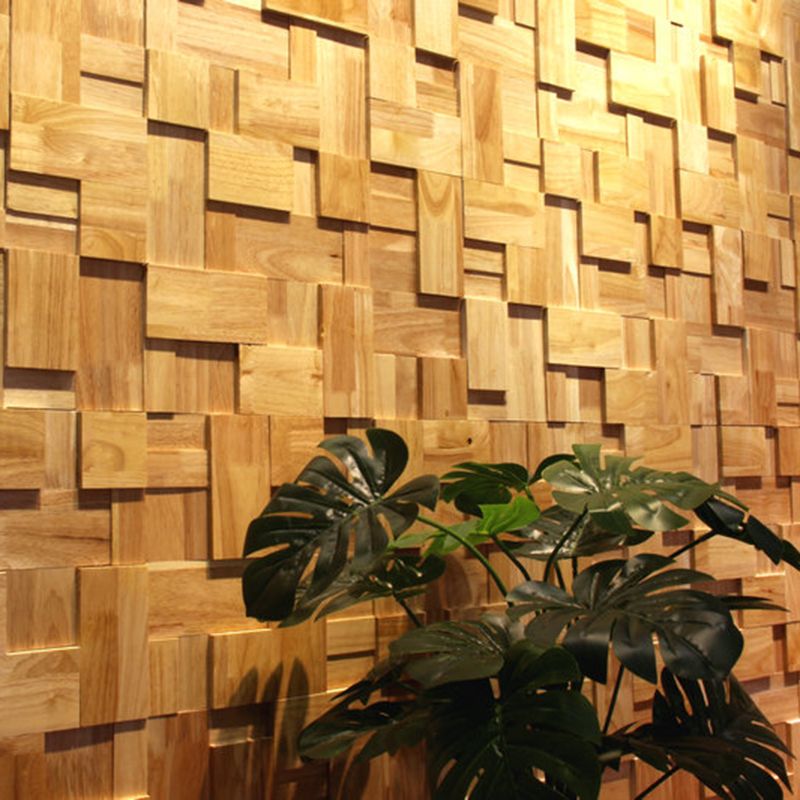 BowLift | Mosaic Wood Wall Cladding Glue Living Room Modern Style Wood Plank