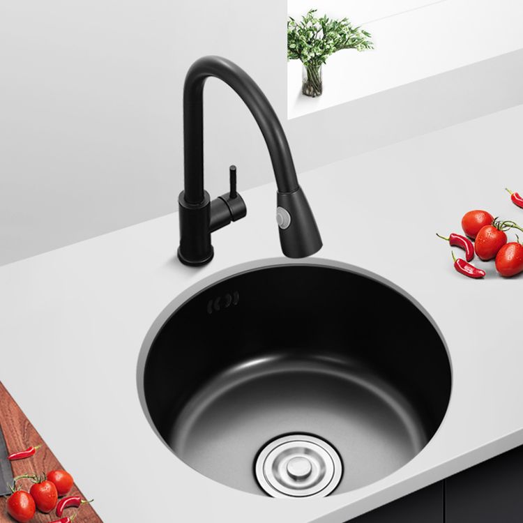 BowLift | Single Bowl Kitchen Sink Round Stainless Steel Sink with Drain Basket Kits