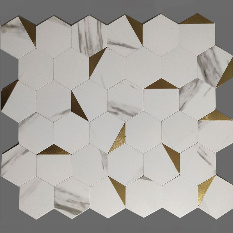 BowLift | Hexagonal Mosaic Tiles Metal Peel and Stick Tiles for Kitchen and Bathroom, 11.8" x 11.8"