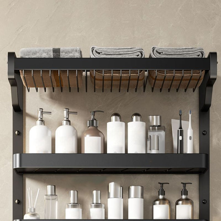 BowLift | Modern Bathroom Set Matte Black Bathroom Shelf Towel Rack Bathroom Accessories Set