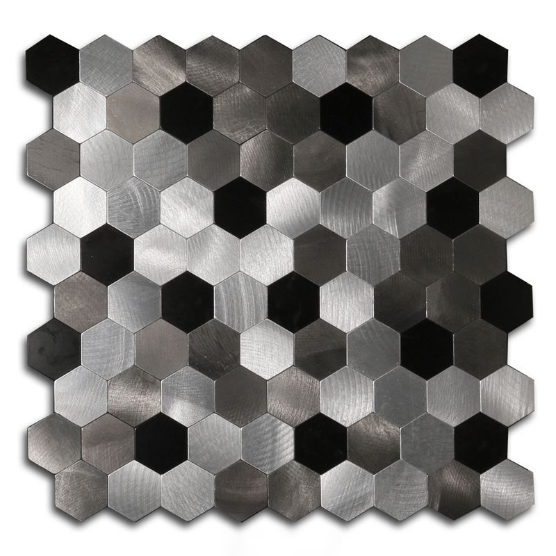 BowLift | Hexagonal Mosaic Tiles Metal Peel and Stick Tiles for Kitchen and Bathroom, 11.8" x 11.8"