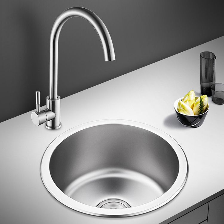 BowLift | Round Single Bowl Kitchen Sink Stainless Steel Sink with Drain Strainer Set