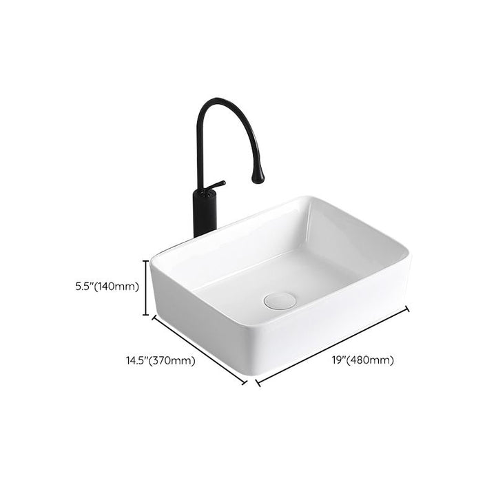 BowLift | Modern Vessel Sink Porcelain Rectangular Vessel Sink (Not Including Faucet)