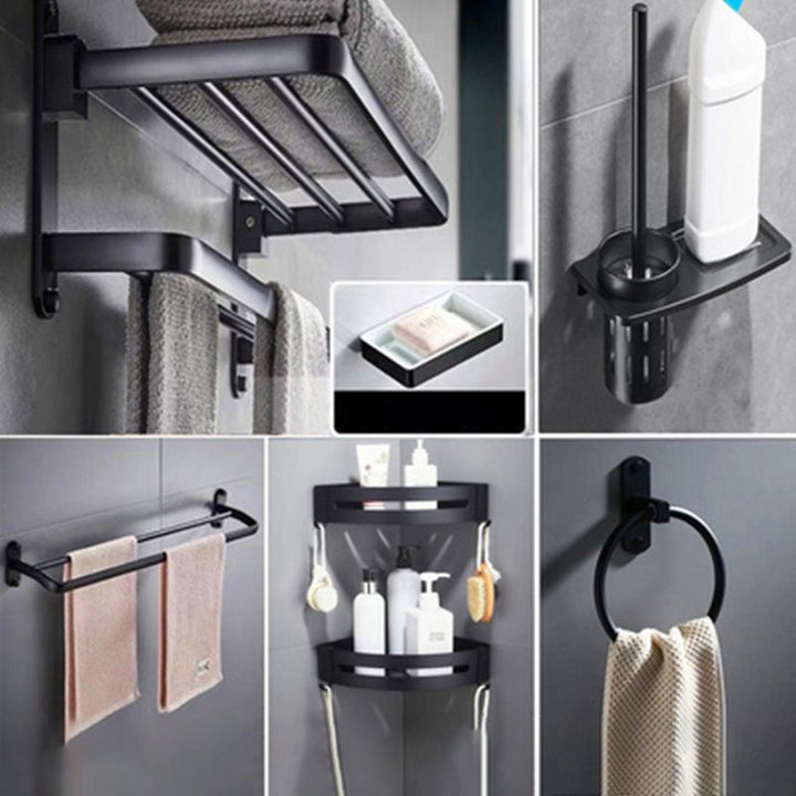 BowLift | Modern Bathroom Accessories Set Towel Holder Black Soap Dish Bath Accessories Set