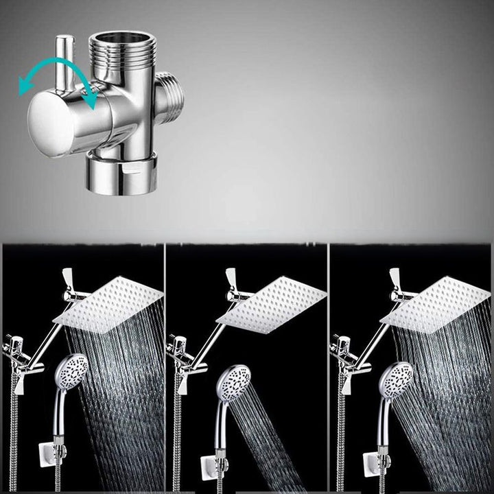 BowLift | Modern Style Dual Showerhead 9-Spray Silver Wall-Mounted Showerhead
