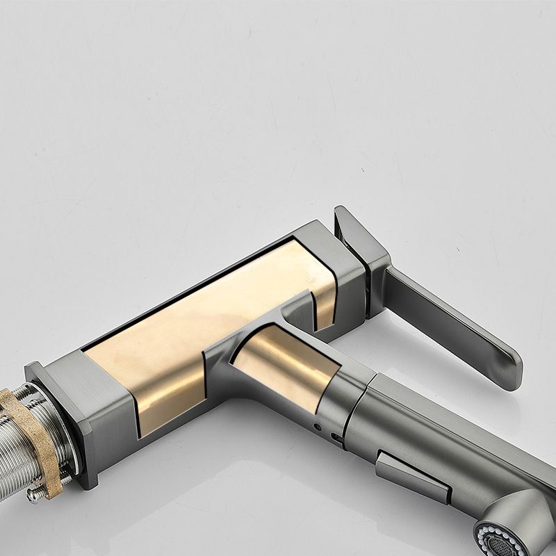 BowLift | Modern Brass Water Faucet Center Mount Bathroom Faucet with Water Hose