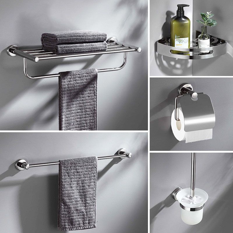 BowLift | Polished Chrome 5-piece modern bathroom accessory set with bathroom shelf