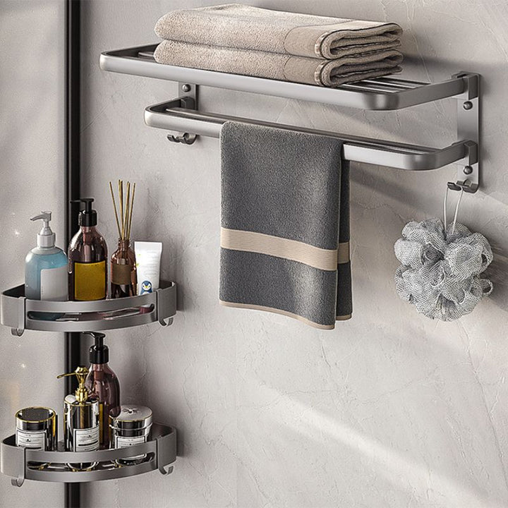 BowLift | Modern Bathroom Accessory Set Towel Bar Paper Holder Gray Bathroom Accessory Set