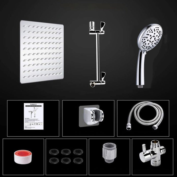 BowLift | Modern Style Dual Shower Head 9-Spray Silver Wall Mount Shower Head