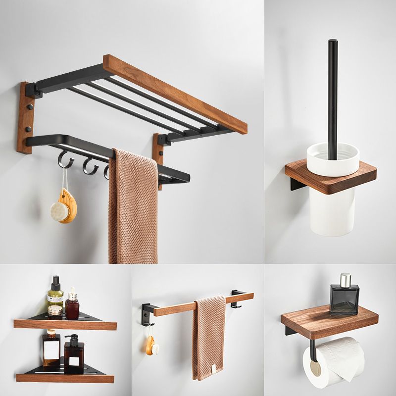 BowLift | Walnut Bathroom Set Black Metal Bathroom Accessories Hardware Set