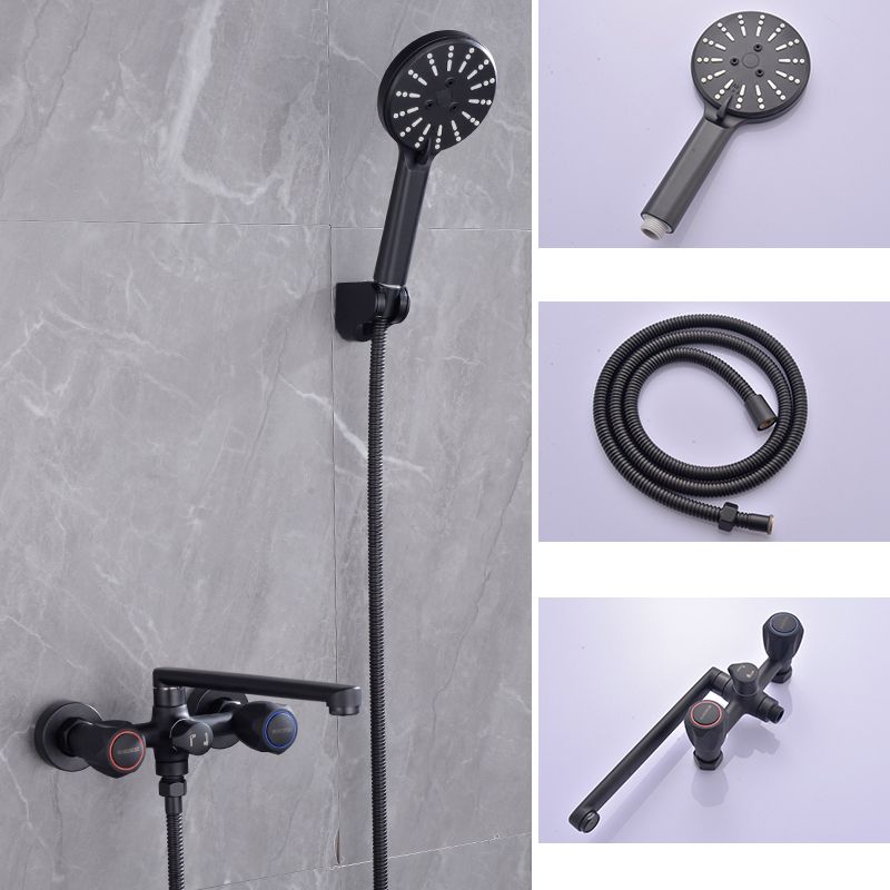 BowLift | Modern Bathtub Faucet Trim Black Wall Mounted Swivel Spout with Hand Shower