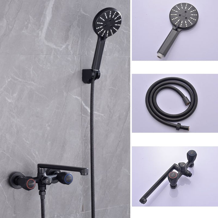 BowLift | Modern Bathtub Faucet Trim Black Wall Mounted Swivel Spout with Hand Shower