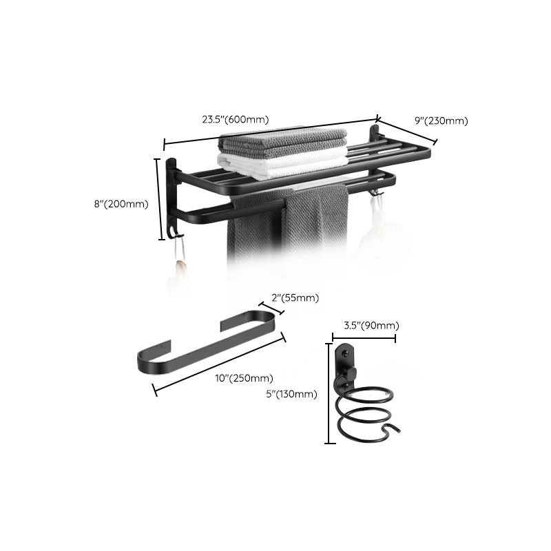 BowLift | Modern Black Bathroom Accessory Set Tissue Holder Towel Bar Bathroom Fittings Set