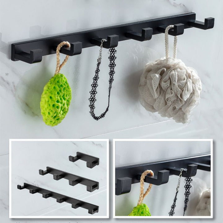 BowLift | Modern Classic Bathroom Accessories Set in Stainless Steel Matte Black Bathrobe Hook/Towel Ring Bar