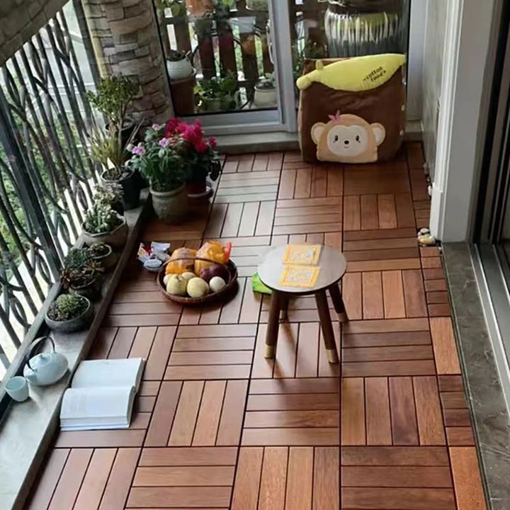 BowLift | 4-Slat Wood Deck/Patio Floor Tiles Interlocking Installation Floor Tiles