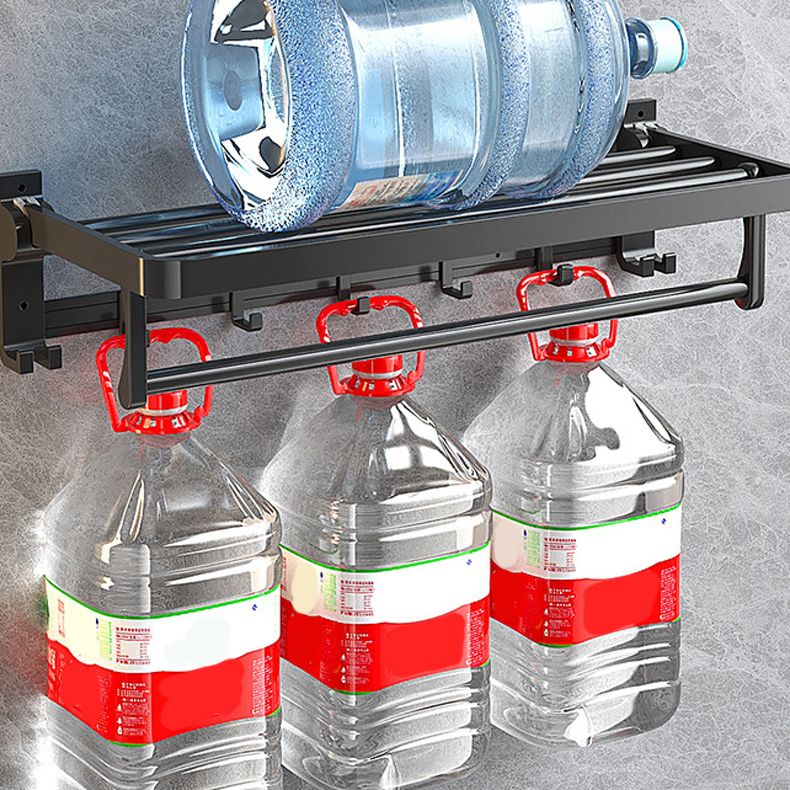 BowLift | Modern Matte Black Bathroom Accessory Set with Bath Shelf/Towel Hooks/Towel Bar