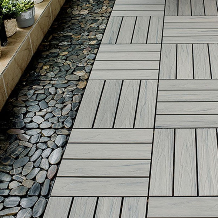 BowLift | Square Patio Tiles Interlocking Striped Pattern Deck Board
