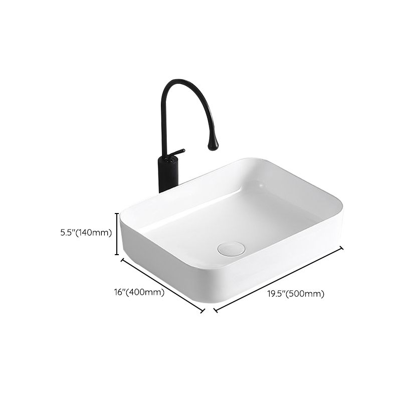 BowLift | Modern Vessel Sink Porcelain Rectangular Vessel Sink (Not Including Faucet)