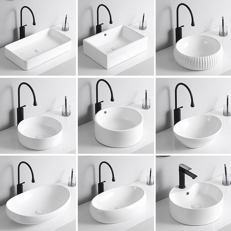 BowLift | Modern Vessel Sink Porcelain Rectangular Vessel Sink (Not Including Faucet)