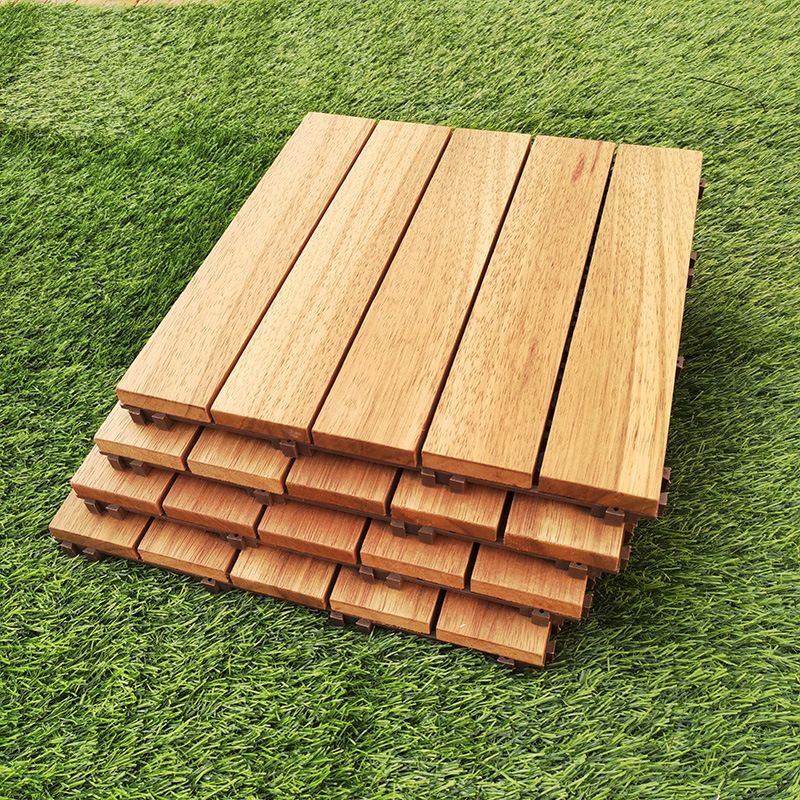 BowLift | Teak-Finish 5-Slat Square Wooden Floor Tiles Connection Garden Tiles