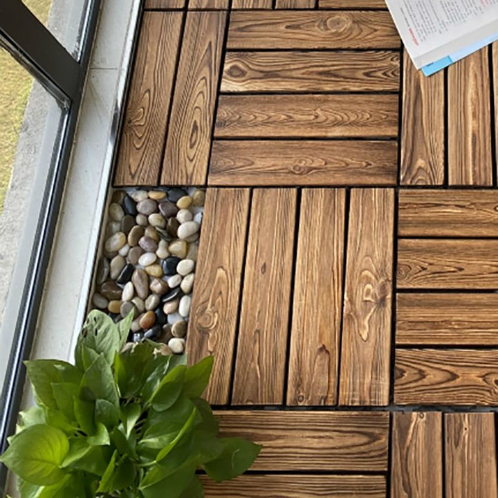 BowLift | Outdoor composite decking tiles with snap-in stripe detail kit decking tiles