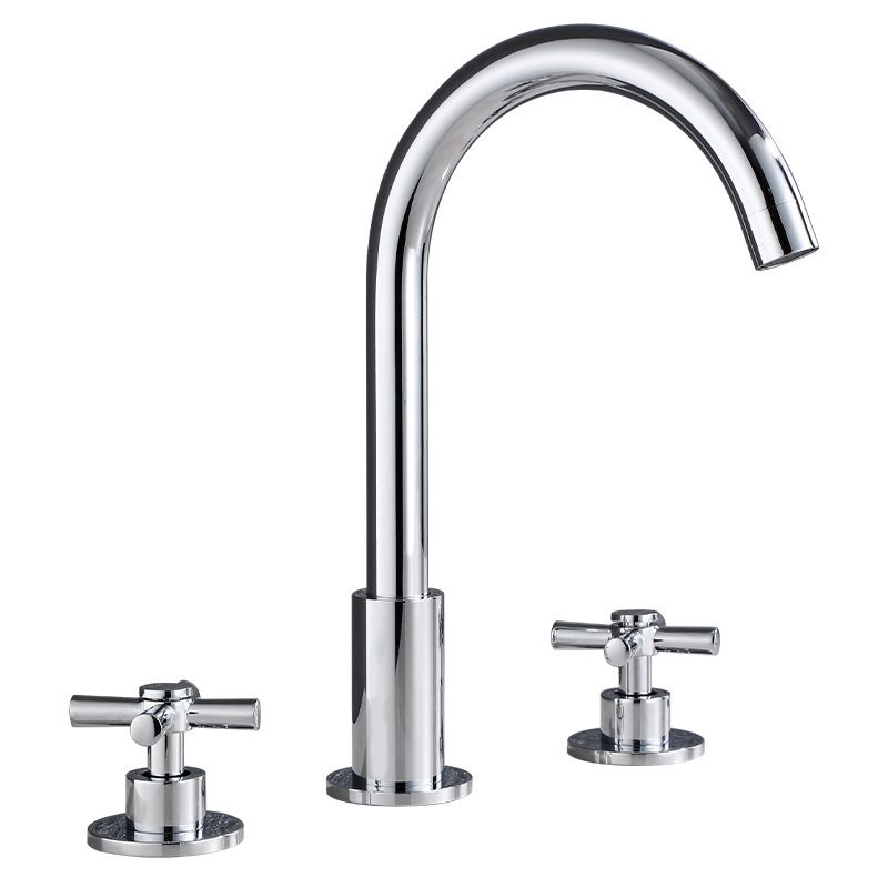 BowLift | Goose Neck Bathroom Sink Faucet 2 Handles Hot and Cold Water Sink Faucet with Drain