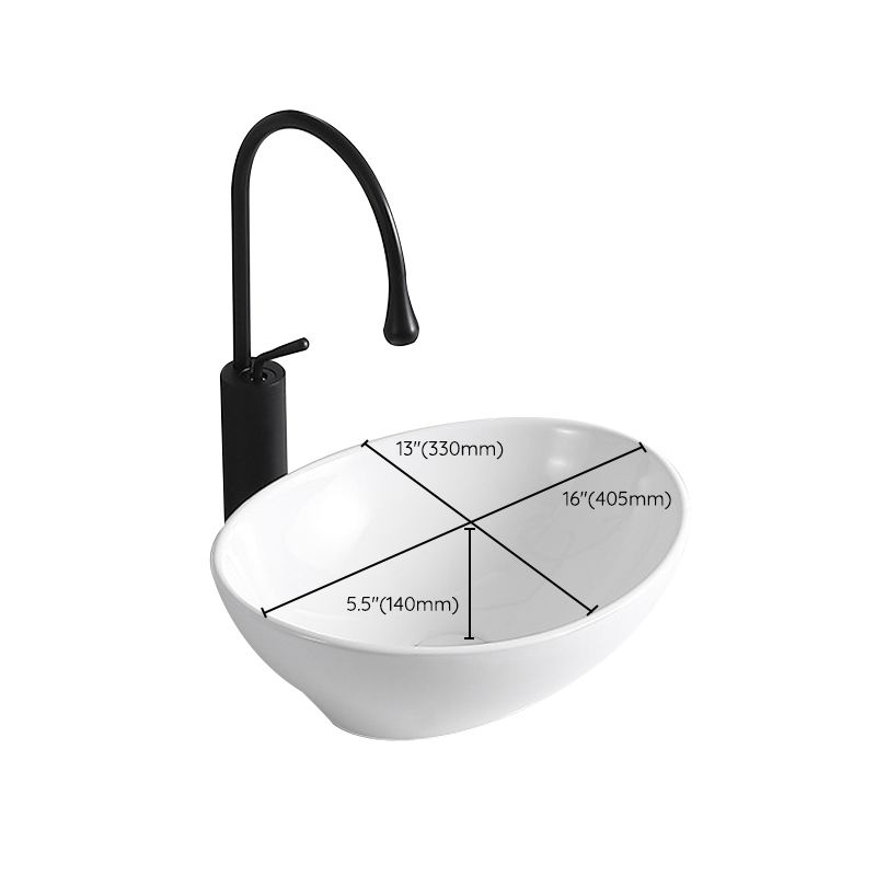 BowLift | Modern Vessel Sink Porcelain Rectangular Vessel Sink (Not Including Faucet)
