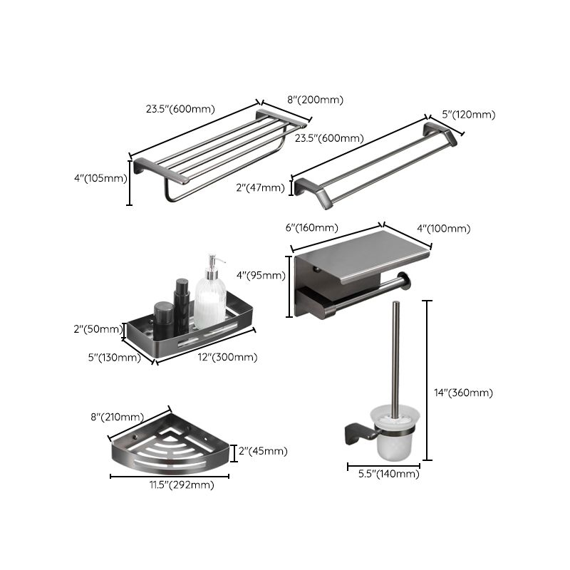 BowLift | Modern Bathroom Accessories Hardware Set Gray Bathroom Accessories Set