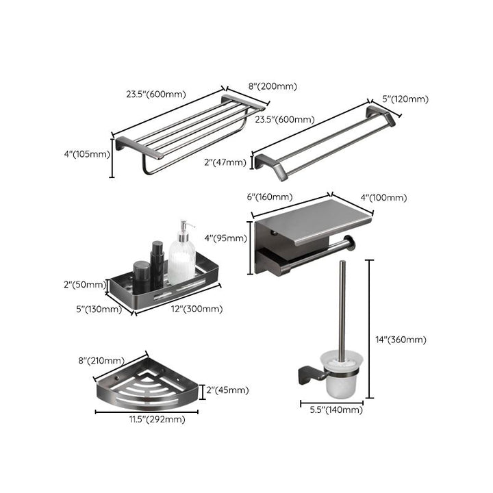 BowLift | Modern Bathroom Accessories Hardware Set Gray Bathroom Accessories Set