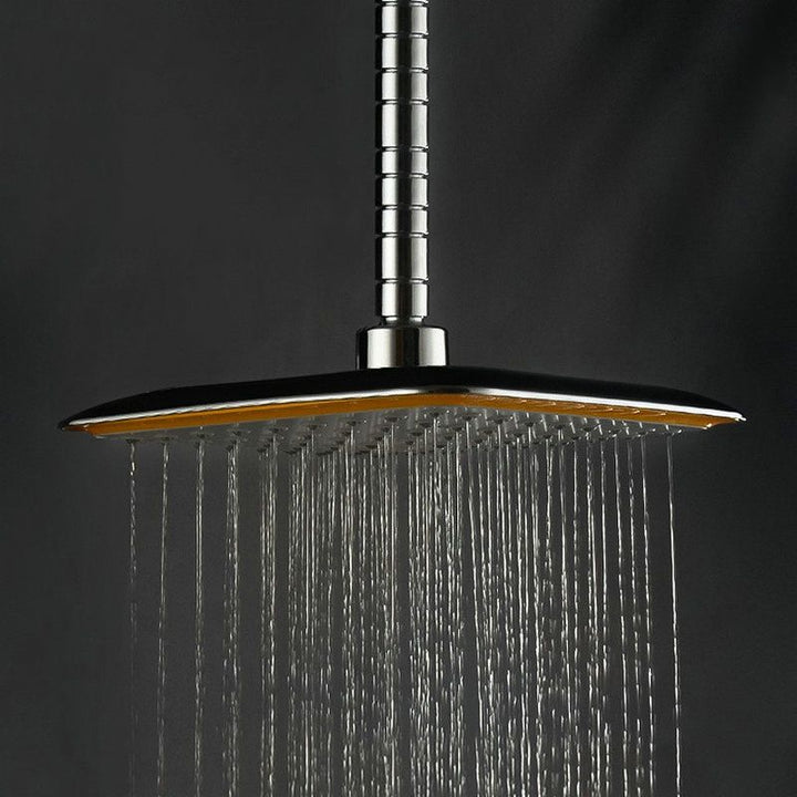 BowLift | Modern Square Showerhead Combo Chrome Rainfall Showerhead