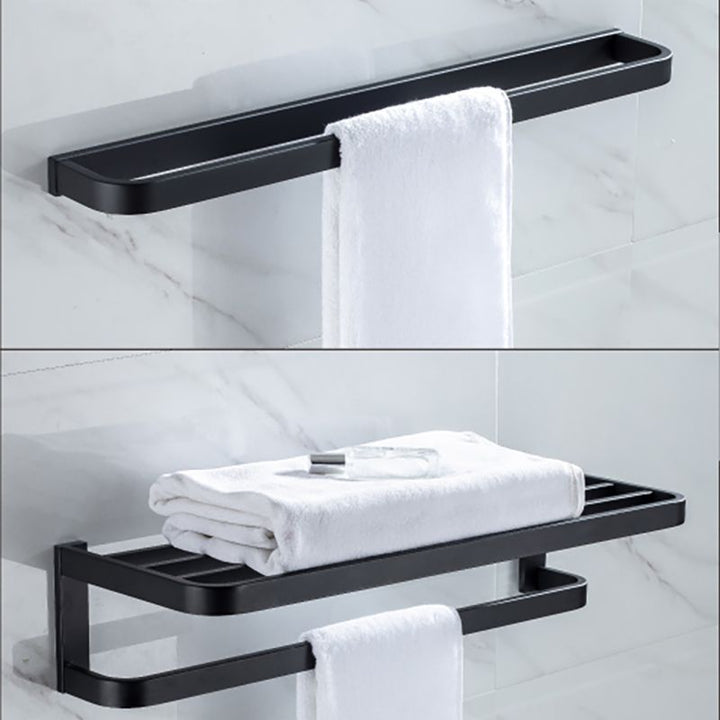 BowLift | Modern Classic Bathroom Accessories Set in Stainless Steel Matte Black Bathrobe Hook/Towel Ring Bar