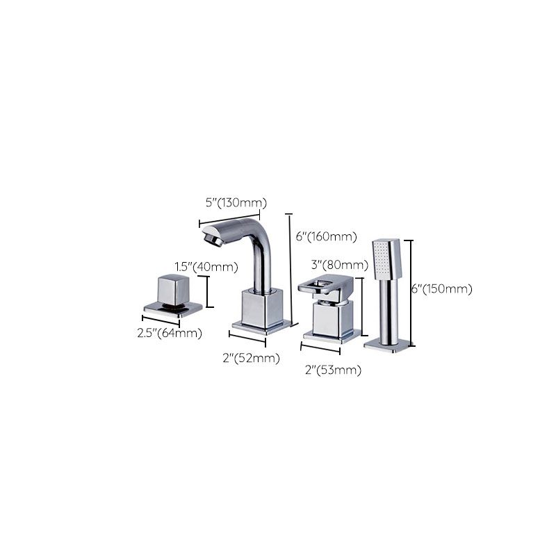 BowLift | Chrome Bath Faucet Trim with Lever Handle Deck Mounted Bathtub Faucet