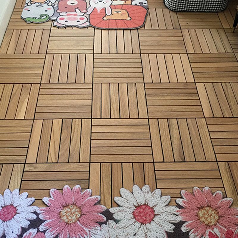 BowLift | Teak-Finish 5-Slat Square Wooden Floor Tiles Connection Garden Tiles