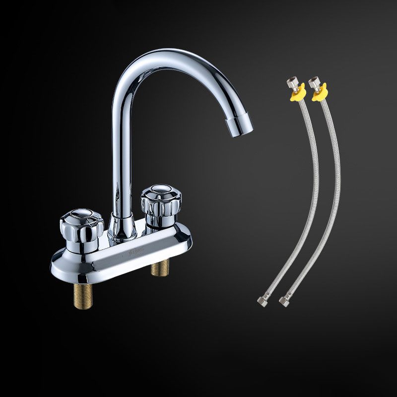 BowLift | Three-Hole Centerset Bathroom Sink Faucet Contemporary Brass Faucet