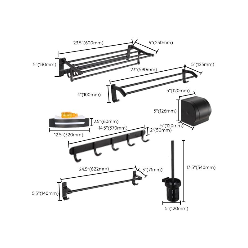 BowLift | Modern Matt Black Bathroom Shelf Paper Holder Bathroom Accessory Set