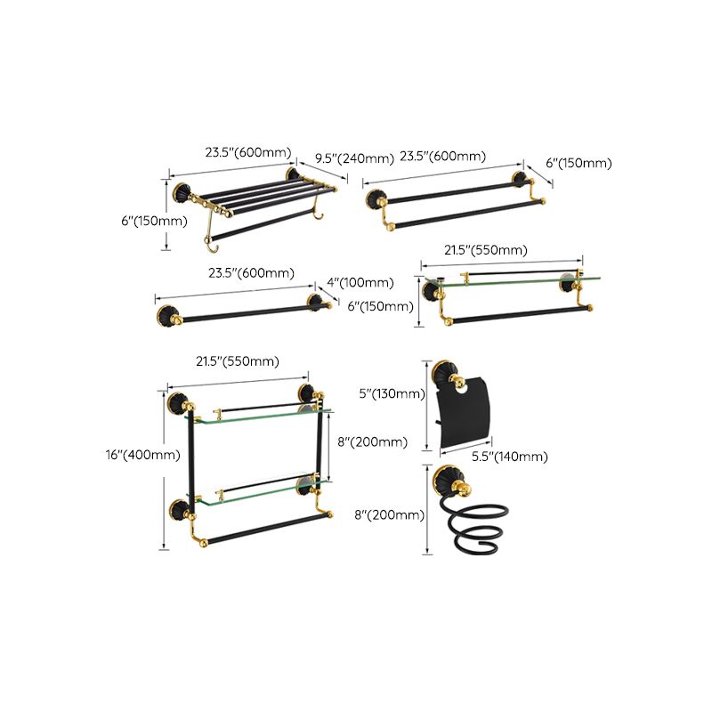 BowLift | Traditional Bathroom Accessories Set Towel Bar Bathroom Shelf Black Bathroom Accessories Set