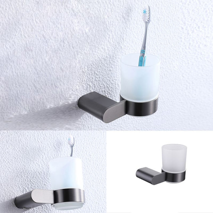 BowLift | Dark gray modern bathroom accessory set stainless steel bathroom accessory set