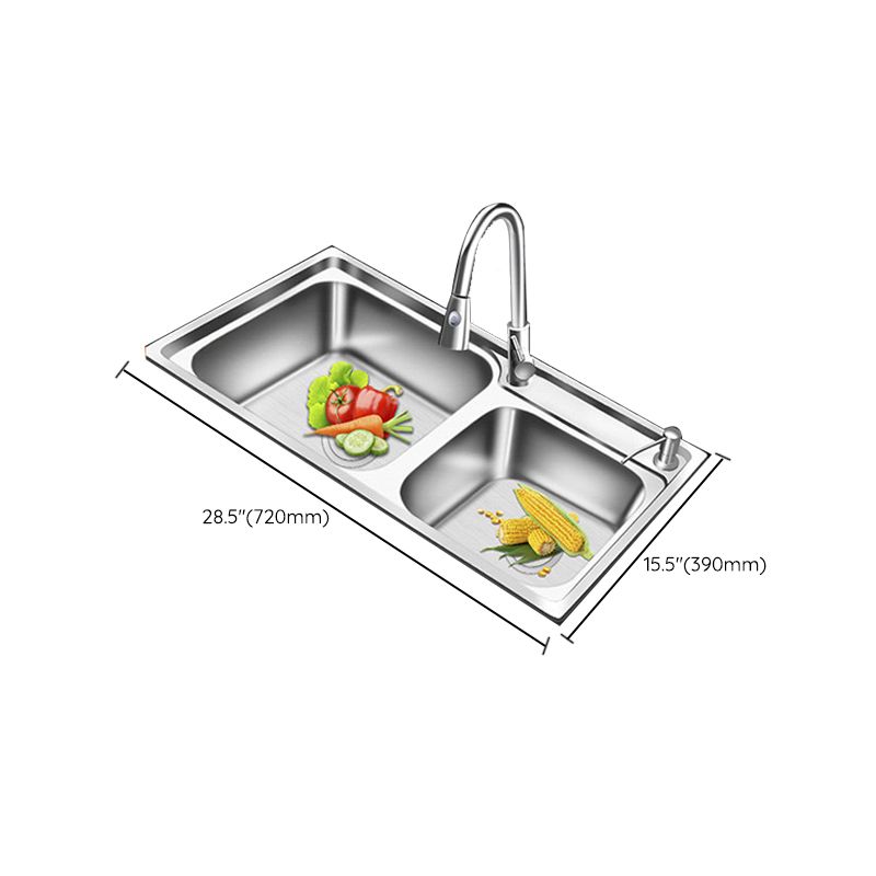 BowLift | Modern Style Kitchen Sink Stainless Steel 2 Holes Top Mount Kitchen Sink