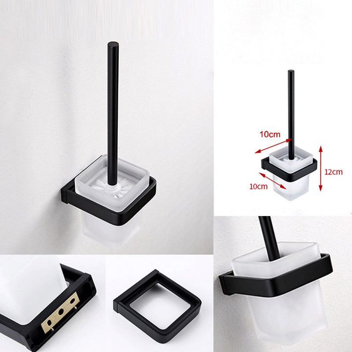 BowLift | Black Bathroom Accessories Hardware Set with Towel Bar and Bathroom Shelf