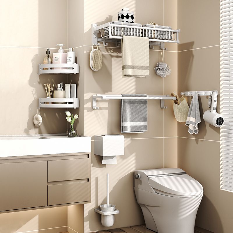 BowLift | Modern style bathroom accessory set with bath shelf/towel holder/toilet brush in white