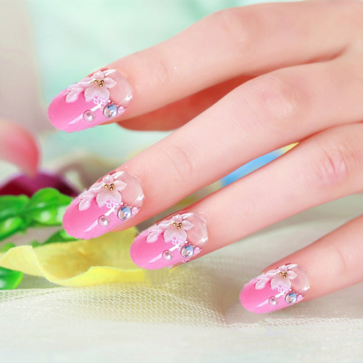 Artificial nails with delicate floral decorations Bowlift