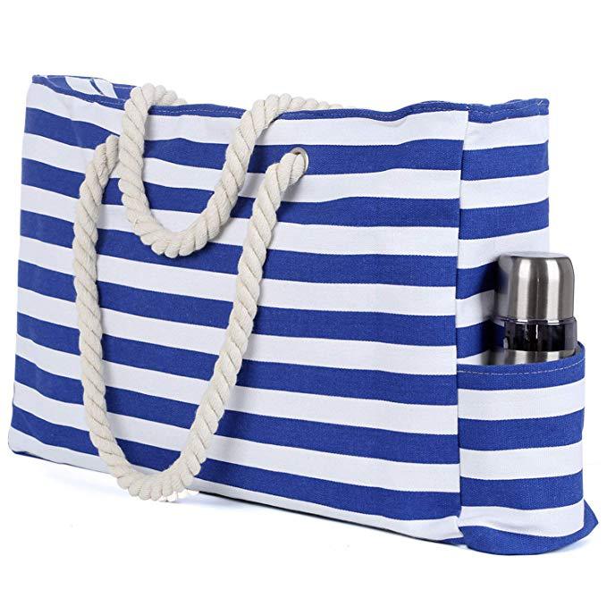Large beach bag with nautical stripe pattern Bowlift